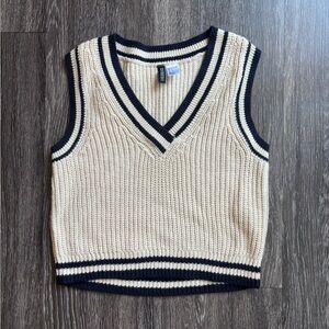 Divided Cream and Black V-Neck Sweater Vest